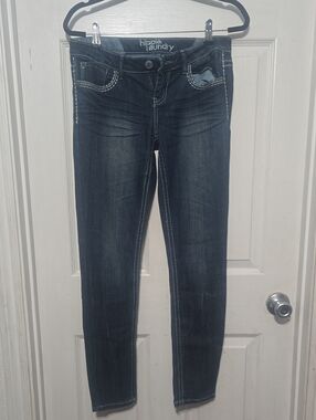 hippie laundry Women's Dark Indigo Skinny Jeans with Contrast Stitching